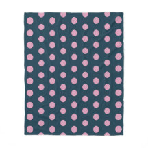 Polka Dot Throw Blanket (Midnight Blue & Soft Pink