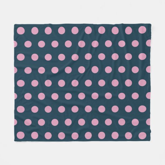 Polka Dot Throw Blanket (Midnight Blue & Soft Pink Fleecedecke (Vorderseite (Horizontal))