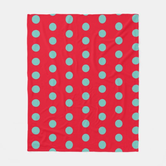 Polka Dot Throw Blanket (Red & Aqua) Fleecedecke (Vorderseite)