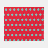Polka Dot Throw Blanket (Red & Aqua) Fleecedecke (Vorderseite (Horizontal))