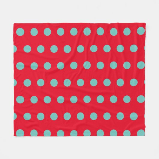 Polka Dot Throw Blanket (Red & Aqua) Fleecedecke (Vorderseite (Horizontal))