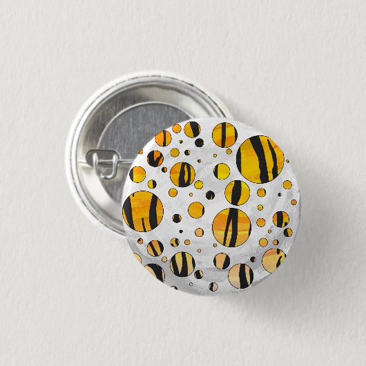 Polka Dot Tiger Black and Orange Print Button (Vorne & Hinten)