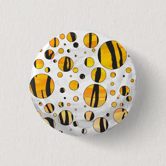 Polka Dot Tiger Black and Orange Print Button (Vorderseite)