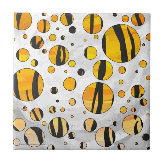 Polka Dot Tiger Black and Orange Print Fliese (Vorderseite)