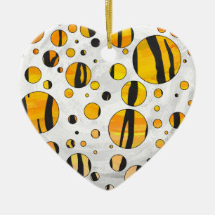 Polka Dot Tiger Black and Orange Print Keramik Ornament