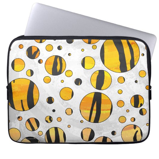 Polka Dot Tiger Black and Orange Print Laptopschutzhülle (Vorderseite)