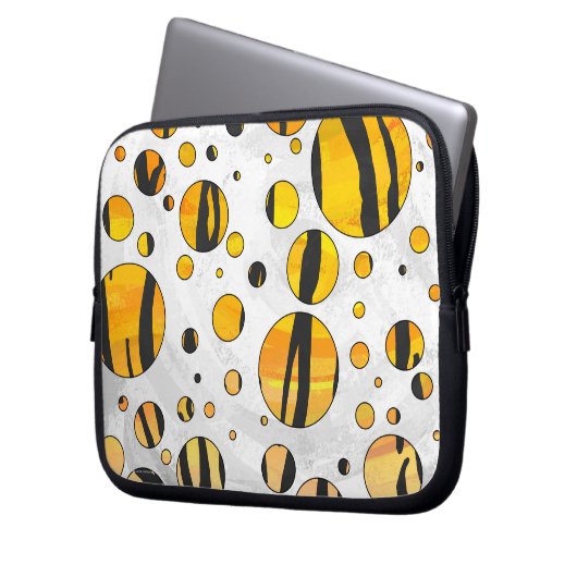 Polka Dot Tiger Black and Orange Print Laptopschutzhülle (Vorderseite Links)