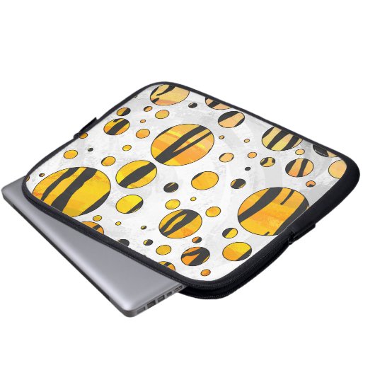 Polka Dot Tiger Black and Orange Print Laptopschutzhülle (Vorne Knopf)