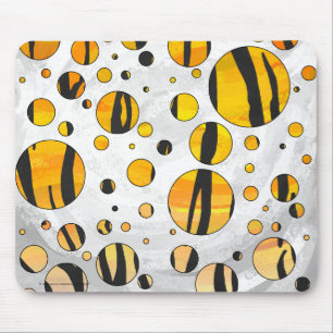 Polka Dot Tiger Black and Orange Print Mousepad