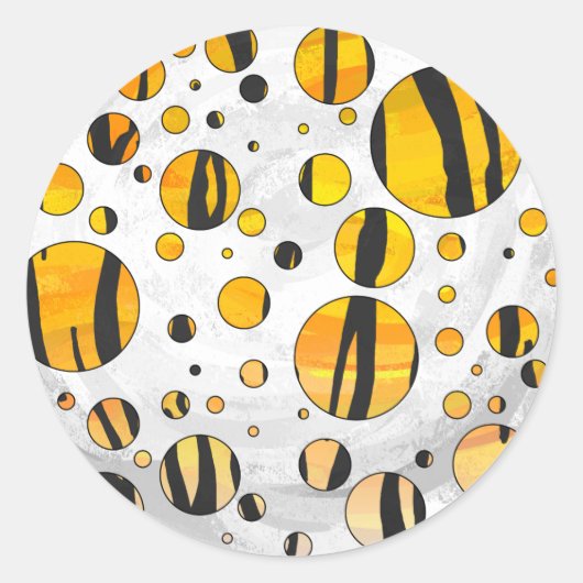 Polka Dot Tiger Black and Orange Print Runder Aufkleber (Vorderseite)