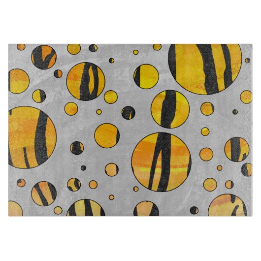 Polka Dot Tiger Black and Orange Print Schneidebrett (Vorderseite)