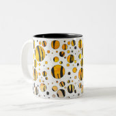 Polka Dot Tiger Black and Orange Print Zweifarbige Tasse (Vorderseite Links)
