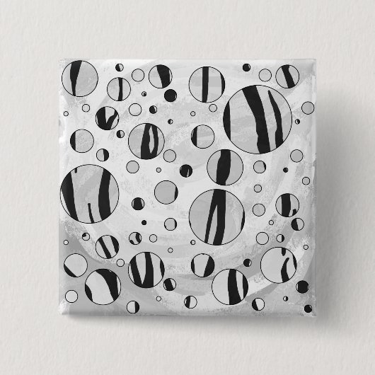 Polka Dot Tiger Black and White Print Button (Vorderseite)