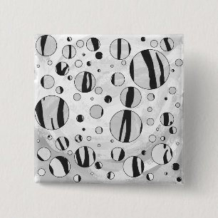 Polka Dot Tiger Black and White Print Button