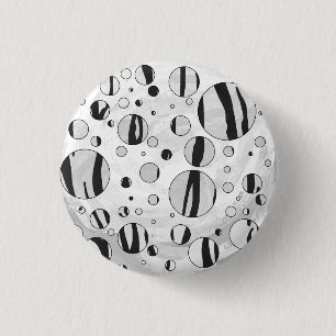 Polka Dot Tiger Black and White Print Button