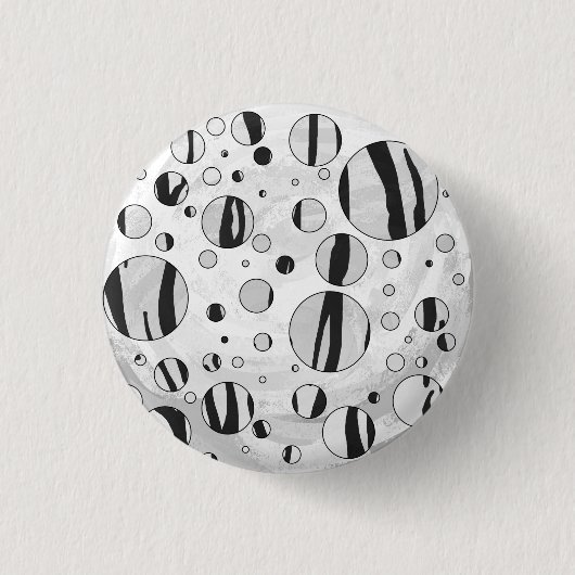 Polka Dot Tiger Black and White Print Button (Vorderseite)
