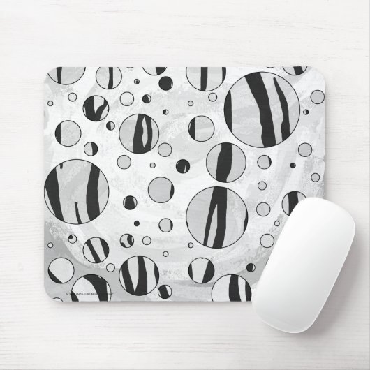 Polka Dot Tiger Black and White Print Mousepad (Mit Mouse)