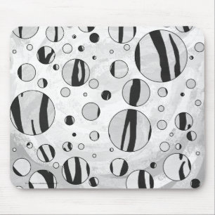 Polka Dot Tiger Black and White Print Mousepad