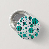 Polka Dot Tiger Black und Aquamarin Print Button (Vorne & Hinten)