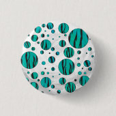 Polka Dot Tiger Black und Aquamarin Print Button (Vorderseite)