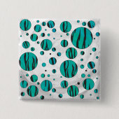 Polka Dot Tiger Black und Aquamarin Print Button (Vorderseite)