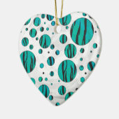 Polka Dot Tiger Black und Aquamarin Print Keramik Ornament (Links)