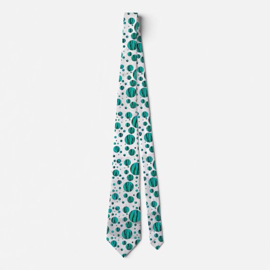 Polka Dot Tiger Black und Aquamarin Print Krawatte (Vorderseite)