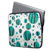 Polka Dot Tiger Black und Aquamarin Print Laptopschutzhülle (Vorderseite Links)