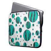 Polka Dot Tiger Black und Aquamarin Print Laptopschutzhülle (Vorderseite Links)