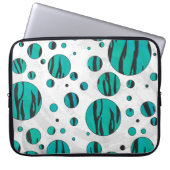 Polka Dot Tiger Black und Aquamarin Print Laptopschutzhülle (Vorderseite)