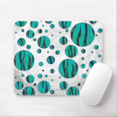 Polka Dot Tiger Black und Aquamarin Print Mousepad (Mit Mouse)