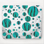 Polka Dot Tiger Black und Aquamarin Print Mousepad (Vorne)