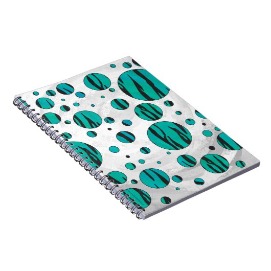 Polka Dot Tiger Black und Aquamarin Print Notizblock (Rechte Seite)
