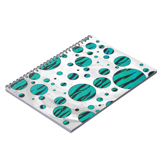 Polka Dot Tiger Black und Aquamarin Print Notizblock (Linke Seite)