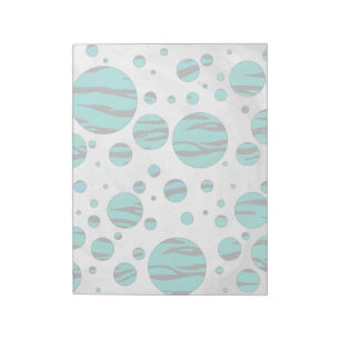 Polka Dot Tiger Black und Aquamarin Print Notizblock
