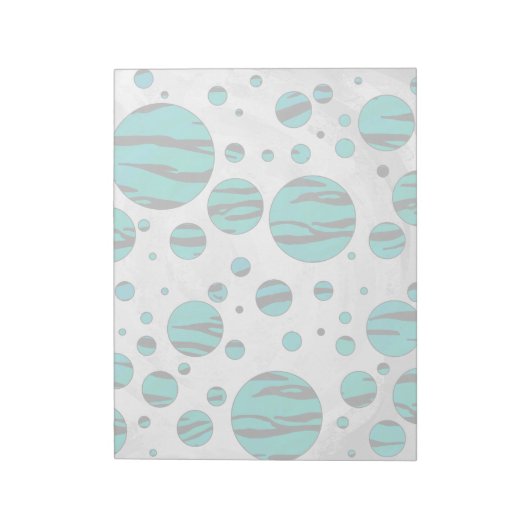 Polka Dot Tiger Black und Aquamarin Print Notizblock (Rotiert)