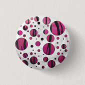 Polka Dot Tiger Hot Pink und Black Print Button (Vorderseite)