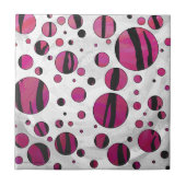 Polka Dot Tiger Hot Pink und Black Print Fliese (Vorderseite)