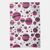 Polka Dot Tiger Hot Pink und Black Print Handtuch (Vertikal)