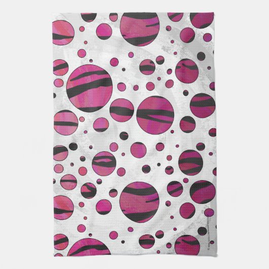 Polka Dot Tiger Hot Pink und Black Print Handtuch (Vertikal)