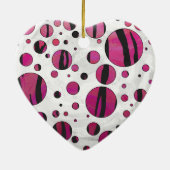 Polka Dot Tiger Hot Pink und Black Print Keramikornament (Hinten)