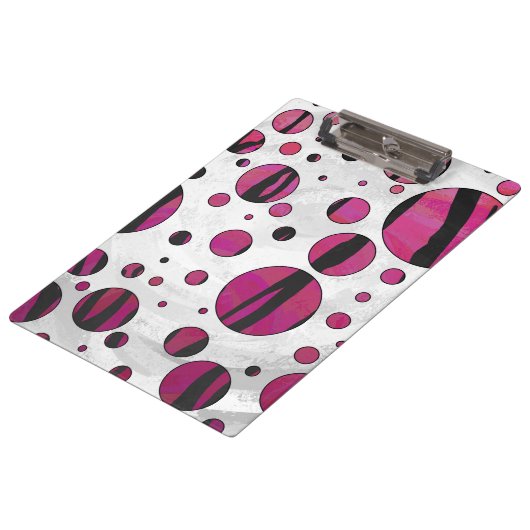 Polka Dot Tiger Hot Pink und Black Print Klemmbrett (Schrägansicht)