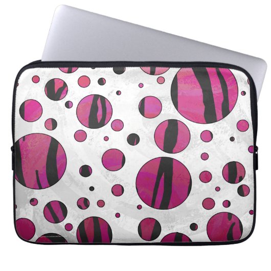 Polka Dot Tiger Hot Pink und Black Print Laptopschutzhülle (Vorderseite)