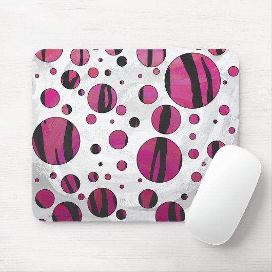 Polka Dot Tiger Hot Pink und Black Print Mousepad (Mit Mouse)