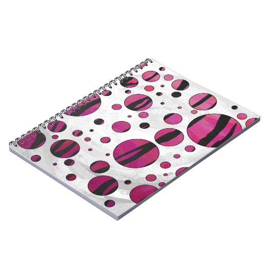 Polka Dot Tiger Hot Pink und Black Print Notizblock (Linke Seite)