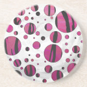 Polka Dot Tiger Hot Pink und Black Print Sandstein Untersetzer (Vorne)