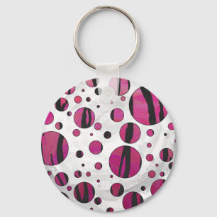 Polka Dot Tiger Hot Pink und Black Print Schlüsselanhänger