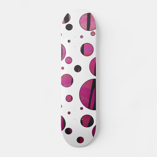 Polka Dot Tiger Hot Pink und Black Print Skateboard (Vorderseite)