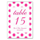 Polka Dot Tischnummern mit Name und Datum (Rückseite)