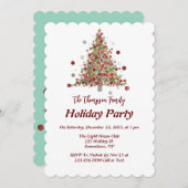 Polka Dot Tree Christmas Holiday Party Einladung (Vorne/Hinten)